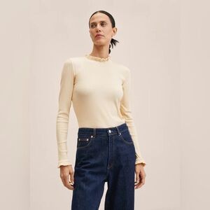 Mango rubbed ruffled collared shirt